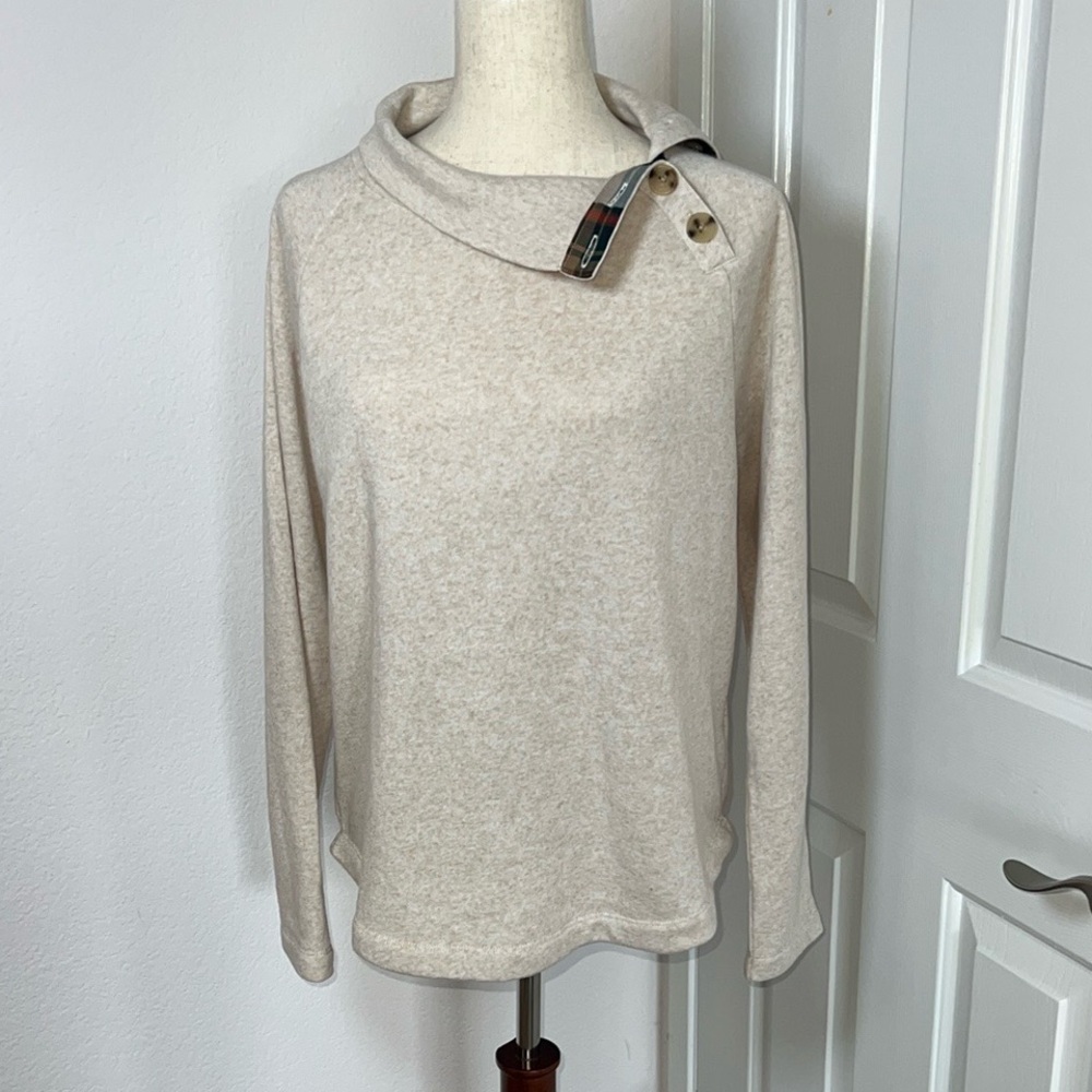 J. Crew Cream Cowl Neck Sweater with Relaxed Fit - Picture 1 of 14
